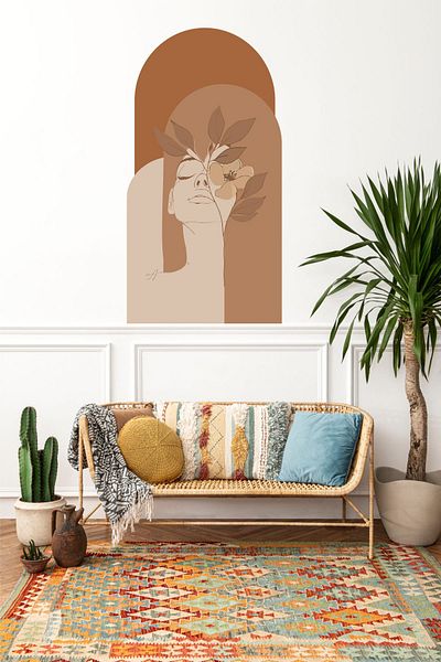 Piksel Grafik Bohemian Blocks Women Wall Decor Sticker, Wall Covering