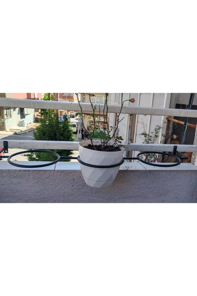GO DEKOR Balkon Bahçe İçin Tek Parça 3 Gözlü Metal Duvar Halka Saksılık 70X20X16-18