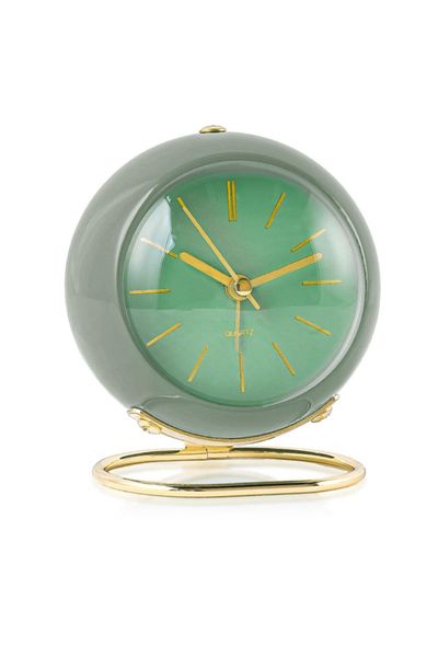 BOEM Analog alarm clock, Metal, 11x9x7 cm, Green/Gold
