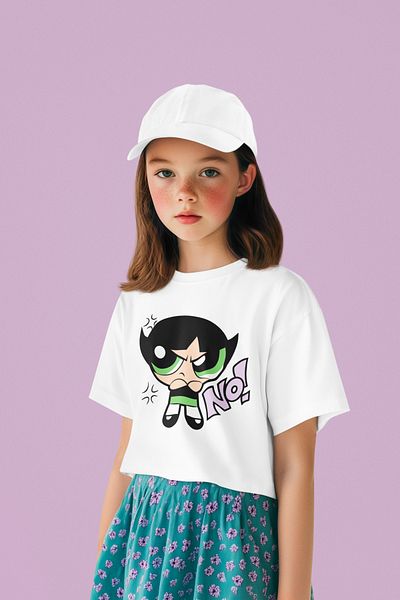 SEVBANO Tricou pentru copii Power Puff Girls Buttercup imprimat unisex cu desene animate (vârsta 1-12)