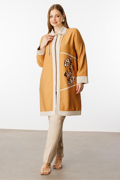 Moda İlgi Modailgi Printed Garnished Zippered Tunic Orange-40218