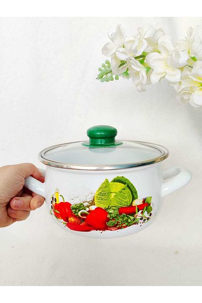 EBRULİEMAYE Cauliflower Enameled Saucepan 2.7 Liter 20 cm Milk Yogurt Soup Stove Pot
