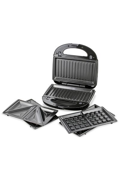 Zass Aparat de făcut sandwich-uri multifuncțional (3 în 1) Zass ZSMD 04, 750W, 3 plăci din teflon 23x13cm sandwich-uri/vafe