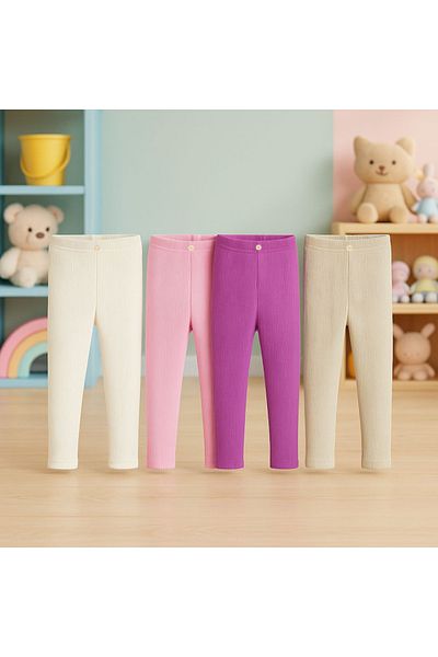 UBEYDE Girls' Leggings 4 Color Options Pink, Purple, Cream, Beige Ligral Flexible and Comfortable Fabric Suitable for 4 Seasons