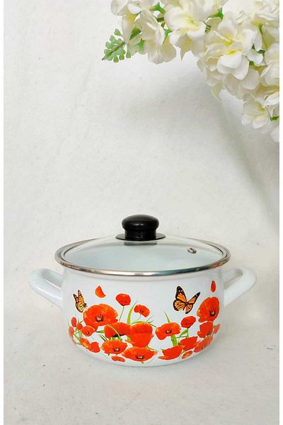 EBRULİEMAYE Butterfly Wheat Enameled Pot 2.7 Liter 20 cm Milk Yogurt Soup Crock Pot