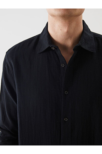 LC Waikiki LCW Vision Siyah Rahat Kalıp Uzun Kollu Erkek Gömlek S5ED54Z8NVY25