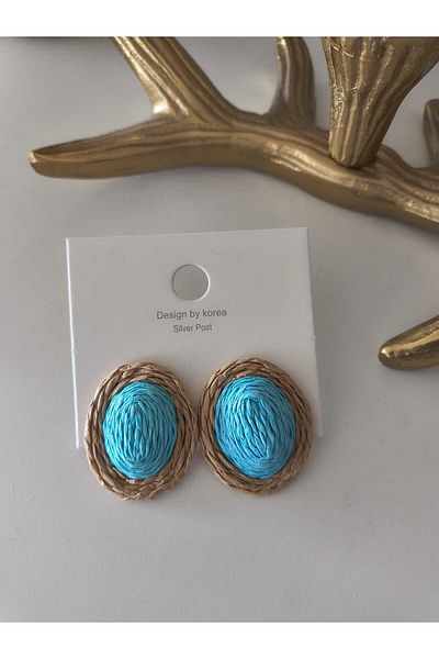 Trend Republic Wicker Handmade Colorful Earrings Pink Blue Green