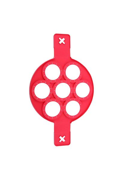 BOEM Premium food-grade silicone mold for pancakes or eggs, red with 7 compartments