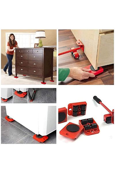 BOEM Set of 4 rollers for lifting and transporting household appliances and furniture, stainless steel