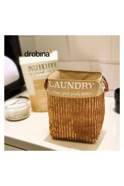 drobina سلة غسيل مستطيلة فرو برتقالي