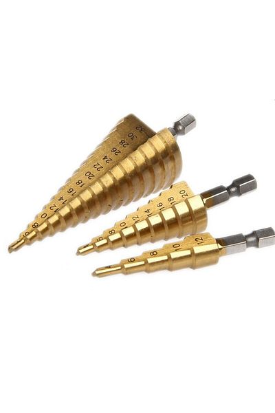 BOEM Set of 3 spiral drill bits (stepped) for metal 4-10mm | 4-20mm | 4-32mm