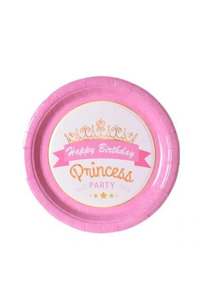OEM LUNA LUX Happy Birthday cardboard plates 22 cm diameter - 10 pieces Princesses / Princes