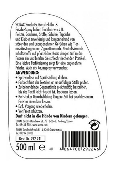 Sonax Solution for neutralizing unpleasant odors 500 ml Sonax Smoke-Ex
