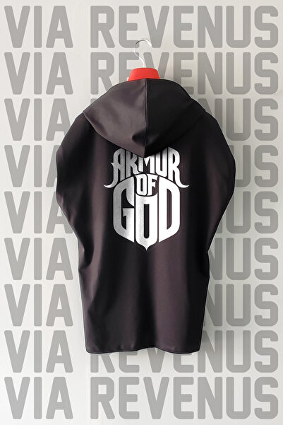 Vordevia Armor of God Tricou sport cu glugă cu mâneci zero, imprimat față și ...