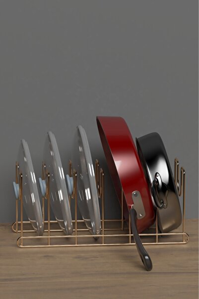 wearme منظم غطاء وعاء الطهي المطلي بالذهب، منظم أدوات المطبخ السلكية