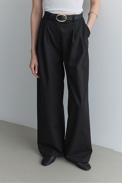 Fahhar Straight Leg Trousers Black