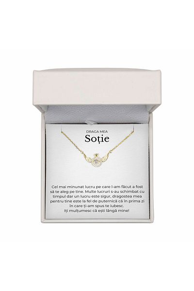 The Jewel Heart Bijuterie Romantică Pentru Soție – Colier Din Argint 925 Placat cu Aur, Mesaj Emoționant, Cutie LED