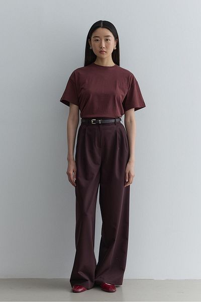 Fahhar Straight Leg Trousers Dark Burgundy