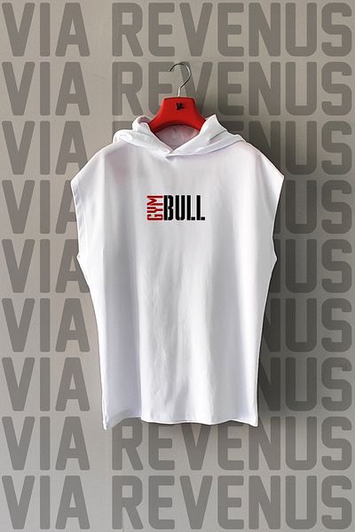 Vordevia Gym Bull μπροστινό και πίσω εμπριμέ με μηδενικό μανίκι με κουκούλα 100% βαμβακερό αθλητικό μπλουζάκι