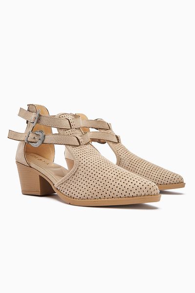 Limoya Γυναικείες καλοκαιρινές μπότες Carin Beige Suede με λεπτομέρεια με φερμουάρ στην πλάτη