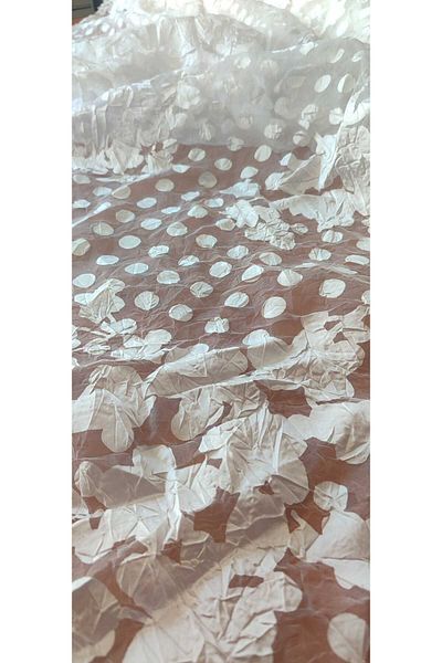 River Fabrics Kraşlı Burnt Organza White
