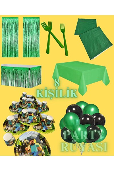 partyrüyası Minecraft Temalı 8 Kişilik Doğum Günü Seti mod2