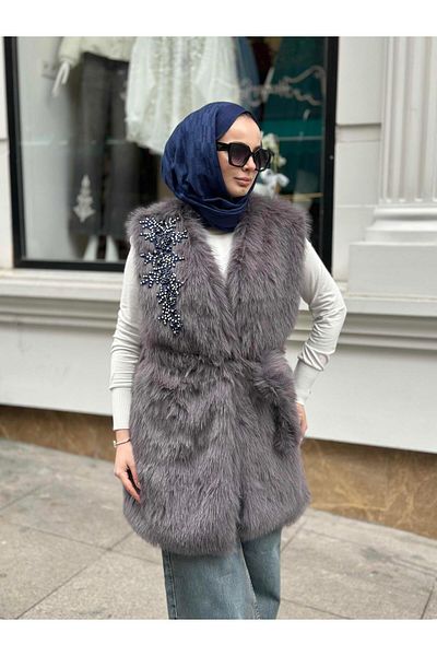 Ranasubaşı Kisya Vest Navy Blue Embroidered