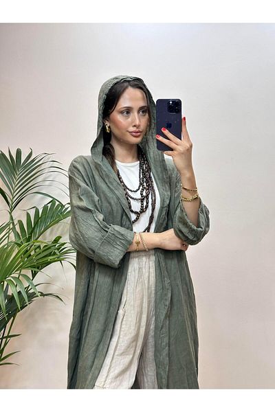 Ranasubaşı Hooded Linen Cap Khaki