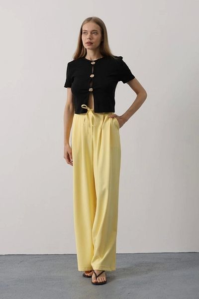 nedo7 Pleated Lace-Up Oversize Trousers - Yellow