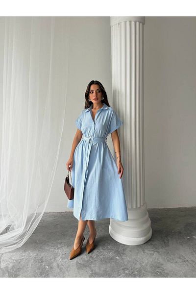 BE CHİC ROCHIE DE CĂMĂȘĂ LUNGĂ DE ZI CU BĂRĂ DE FEMEI, TĂBĂ DE POPLIN, BUCĂTĂ DE BUCĂTĂ ELB7890