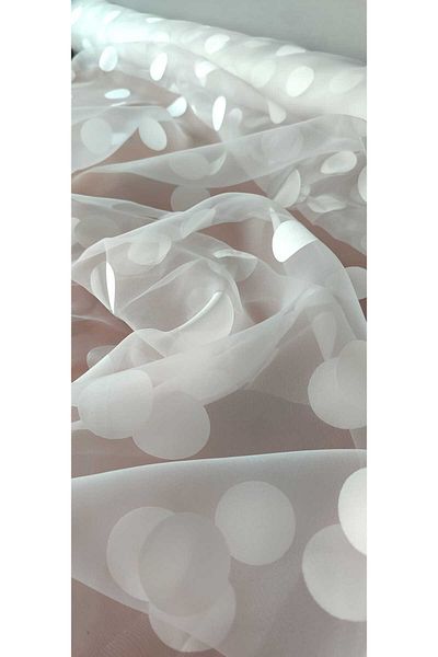 River Fabrics Dotted Organza White