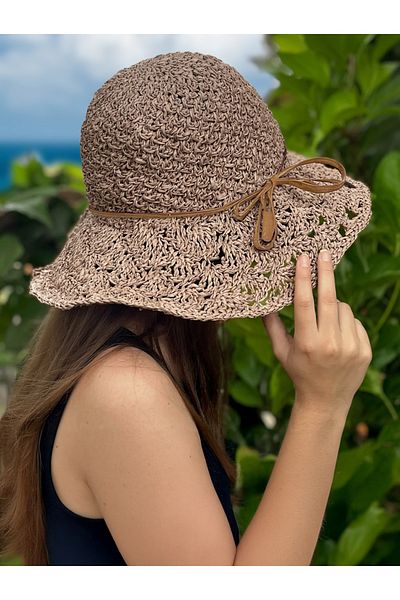 LAGRANZE Women's Hand Knitted Straw Hat