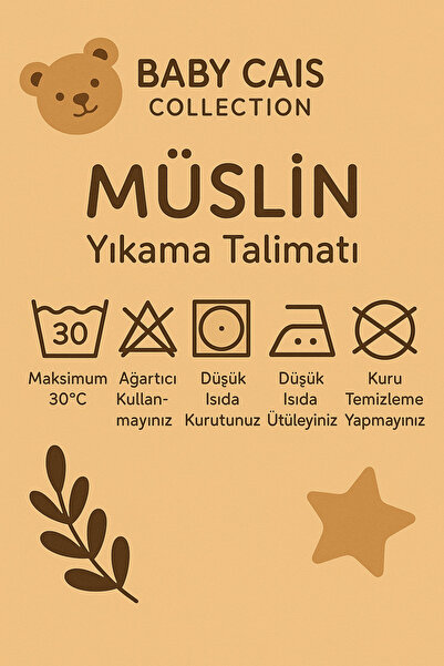 Baby Cais Collection Organik %100 Pamuk Müslin Bebek Örtüsü – Kundak, Bebek Battaniyesi, Ağız Bezi, Alt Açma Örtüsü