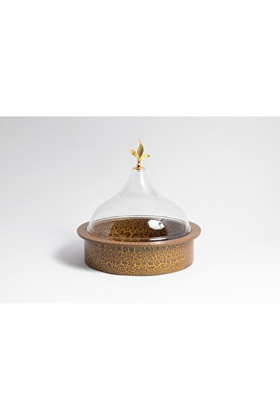 Bin Shihon صينية دائرية عميق بقاعدة خشبية بيني وغطاء اكرليك