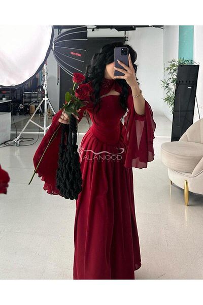 ALANOOD FASHION Trendy Hiba dresses, soft, with a luxurious burgundy design