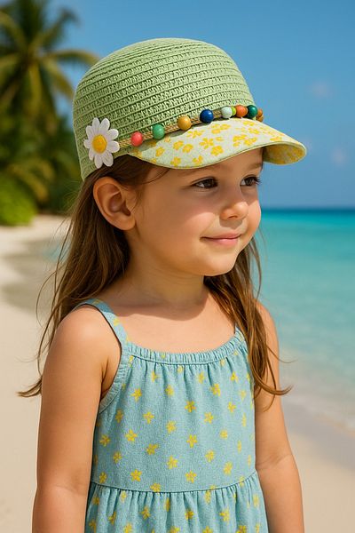 LAGRANZE Children's Straw Hat with Brim 3-7 Years
