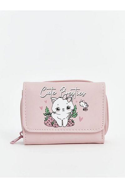 LC Waikiki Lcw Accessories Pink Cat Printed Girl's Wallet