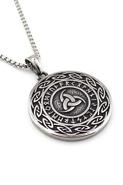 Solfera Trinity Mythological Nordic Viking Symbol Medallion Titanium Steel Men Necklace Q0964