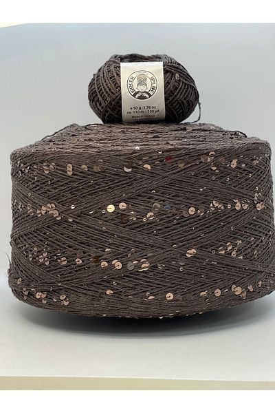 göçer 100% Cotton Lace Coffee 3+6 Coffee Sequin Fluff 50 g