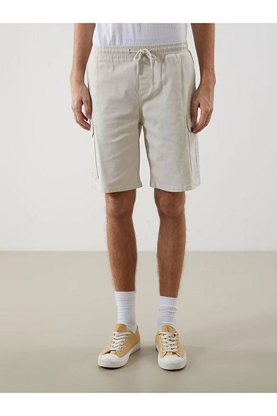 LC Waikiki Ανδρικό σορτς Cargo XSIDE Μαύρο Standard Fit Gabardine