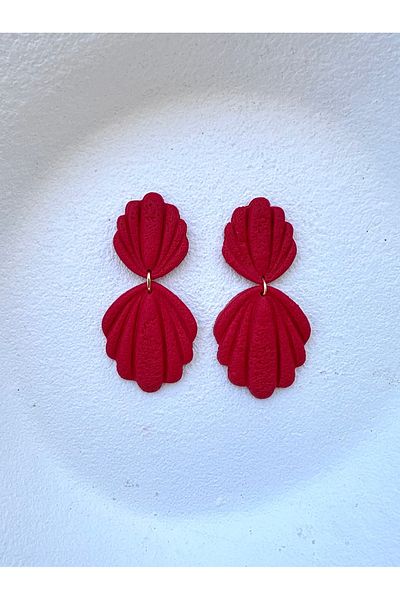 ACCESSORY Red Dangle Seashell Mussel Earrings Design Earrings