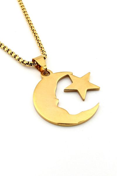Solfera Mustafa Kemal Ataturk and Turkish Flag Silhouette Yellow Steel Necklace Chain Q0975