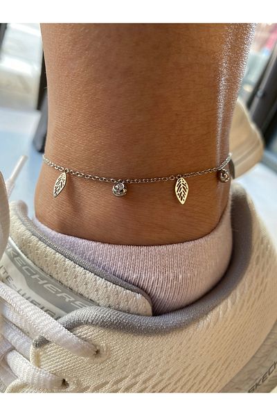 kurukafagift Anklet Steel Leaf Pattern Model