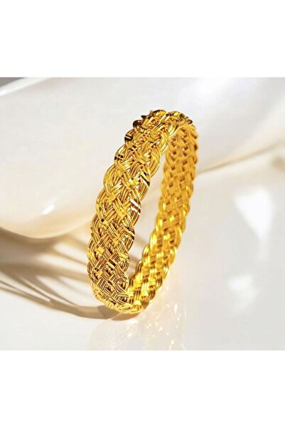 AKSESUARIM Kadın 22 Ayar Altın Kaplama Örgülü Bilezik