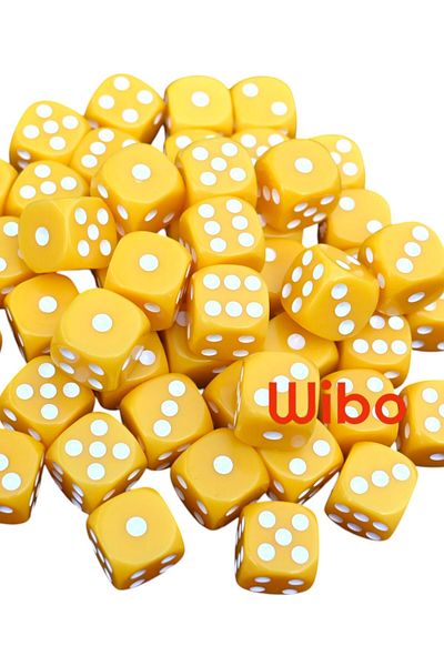 WİBO Okey Dice 40 Pieces Yellow Color Okey Game Dice Acrylic Okey Dice 16 mm