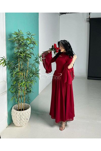 ALANOOD FASHION Trendy Hiba dresses, soft, with a luxurious burgundy design