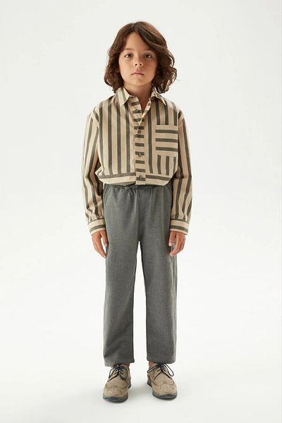 BARLİZ Children's Adjustable Waist Plain Classic School Pants