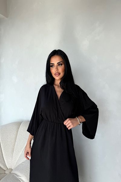 LİLA İSTANBUL Rochie de vară de culoare uni, cu guler dublu, din țesătură de viscoză, cu mâneci liliac