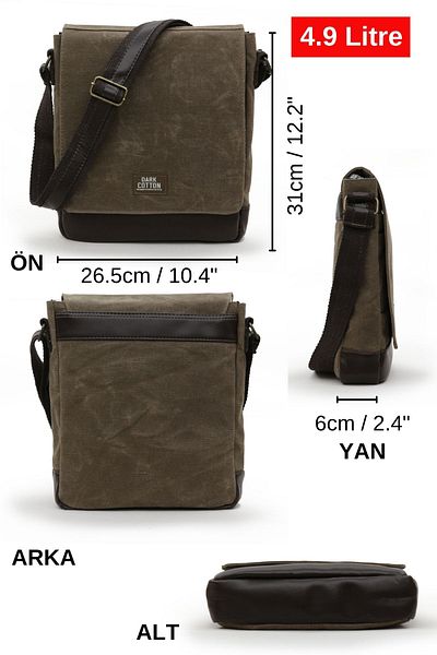 DARK COTTON 7112 Western Brown Water Resistant Waxed Canvas Messenger Shoulder Laptop School Bag