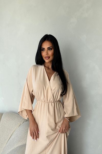 LİLA İSTANBUL Rochie de vară de culoare uni, cu guler dublu, din țesătură de viscoză, cu mâneci liliac